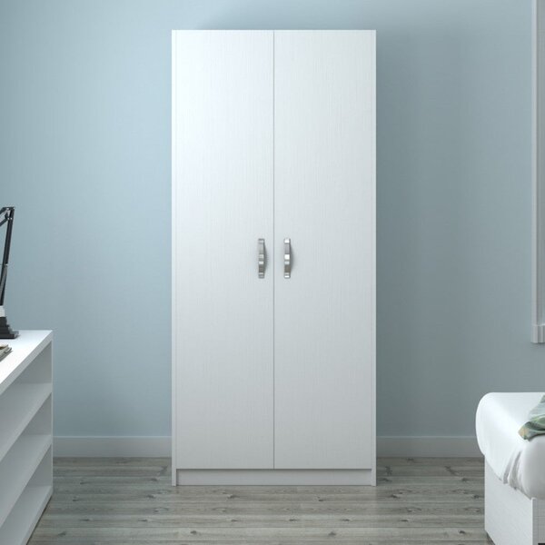 Armadio 247x58x90 cm due ante bianco frassinato