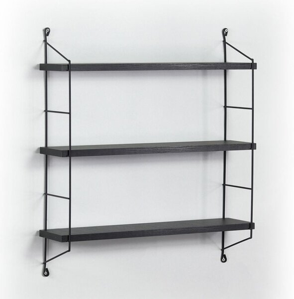 Mensola Neelix con 3 ripiani neri 60x15x68 cm nero