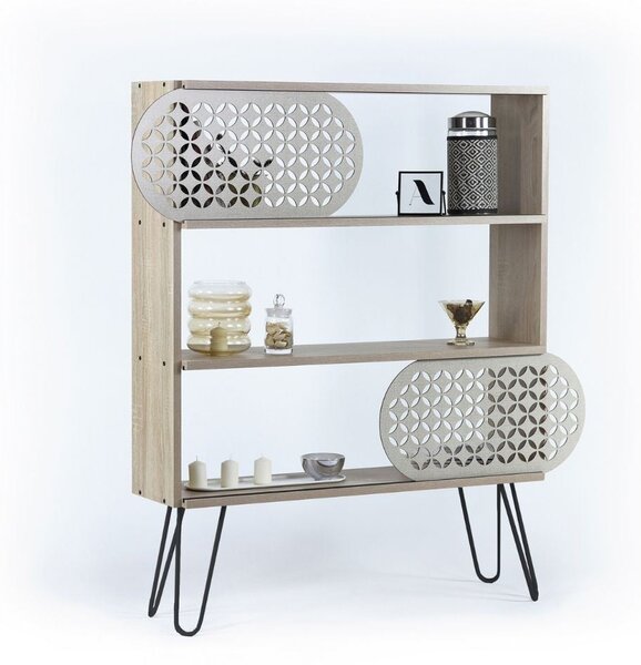 Libreria 3 ripiani Ilia rovere nero 94x25x117 cm