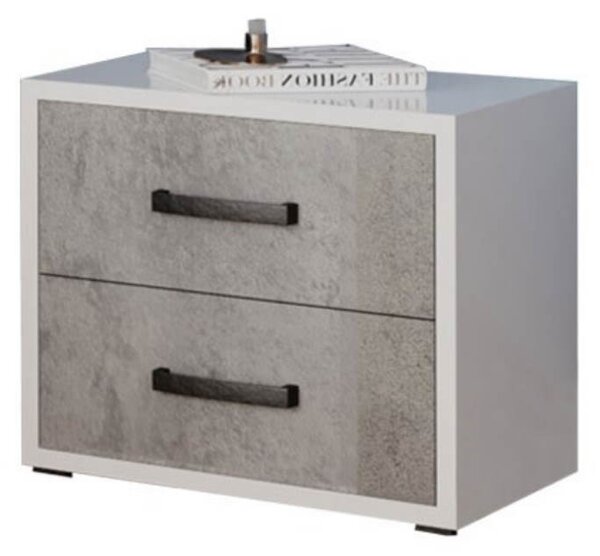 Comodino 2 cassetti 52x36x43H cm cemento