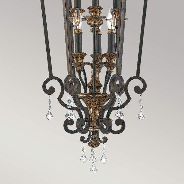 Quoizel QZ-MARQUETTE6-B - Lampadario a sospensione con catena MARQUETTE 6xE14/60W/230V bronzo