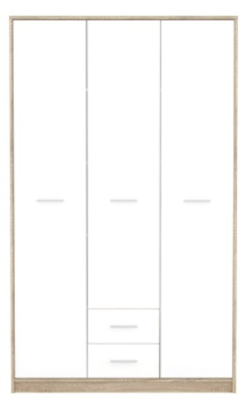Armadio Nepo 118,5x54x196,5 cm 3 ante 2 cassetti rovere sonoma bianco