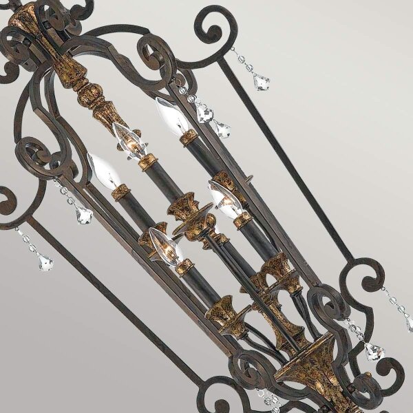Quoizel QZ-MARQUETTE6-B - Lampadario a sospensione con catena MARQUETTE 6xE14/60W/230V bronzo