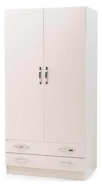 Armadio 180x60x90 cm 2 ante 2 cassetti bianco frassinato