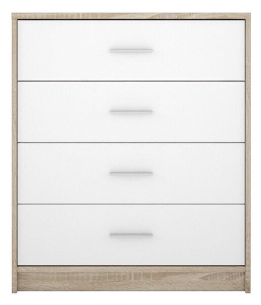 Comò cassettiera Nepo 4 cassetti 80 cm rovere sonoma bianco