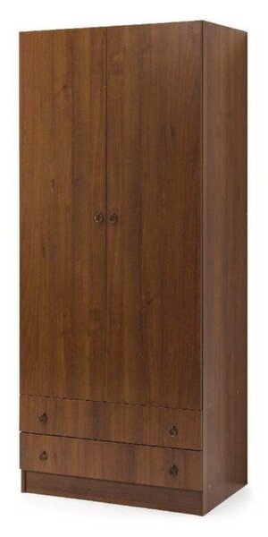 Armadio 180x60x90 cm 2 ante 2 cassetti noce antico
