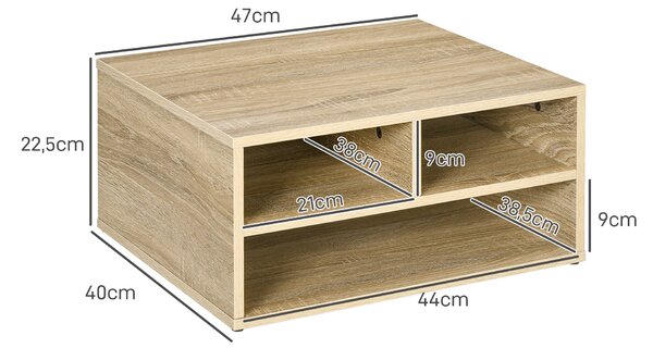 HOMCOM Mobile Porta Stampante da Ufficio con 3 Ripiani Aperti a 2 Livelli, 47x40x22.5 cm, Rovere | Aosom Italy