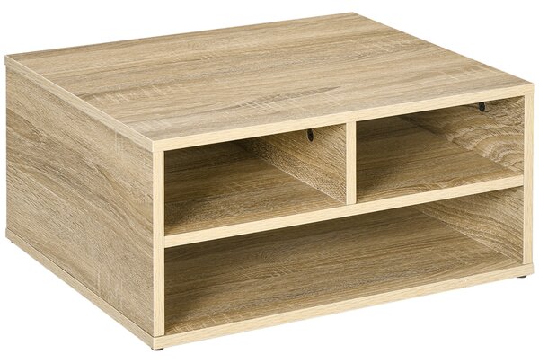 HOMCOM Mobile Porta Stampante da Ufficio con 3 Ripiani Aperti a 2 Livelli, 47x40x22.5 cm, Rovere | Aosom Italy
