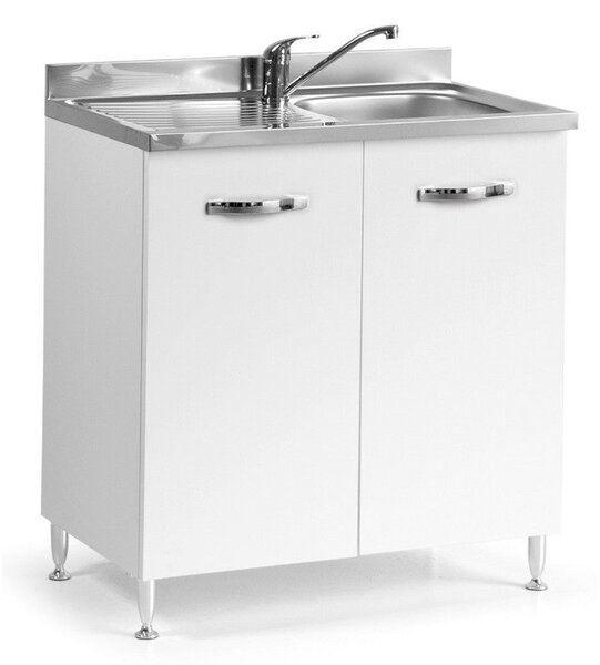 Mobile Sottolavello 80x50 cm con due ante bianco frassinato