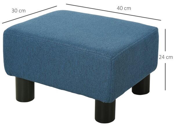 HOMCOM Pouf Poggiapiedi Imbottito e Rettangolare in Poliestere e Plastica, 40x30x24 cm, Blu Scuro