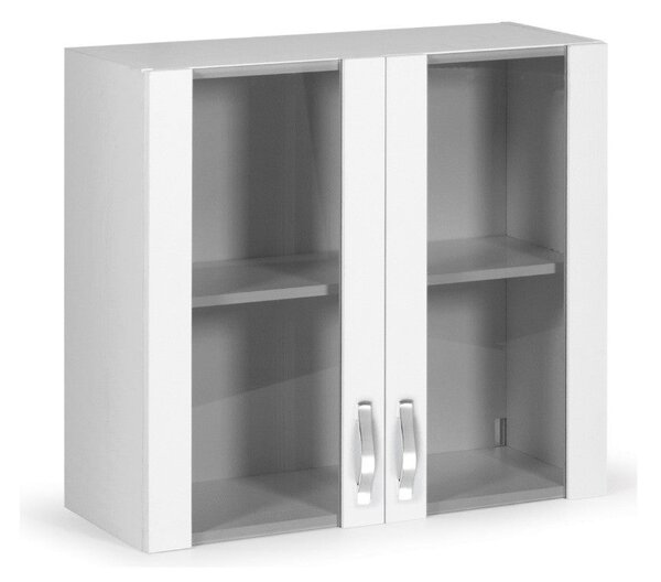 Vetrina pensile 80 cm due ante bianco frassinato