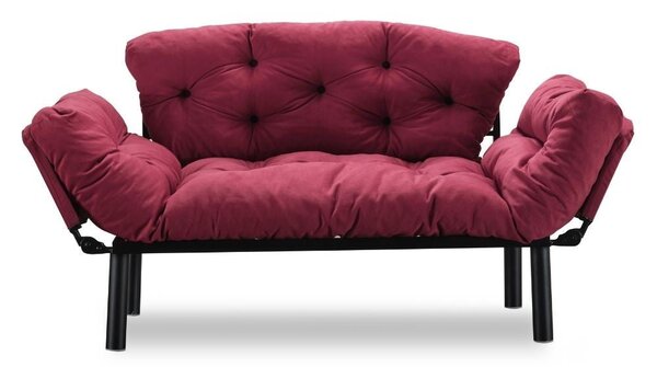 Divano letto Nitta bordeaux 190x70 cm braccioli reclinabili