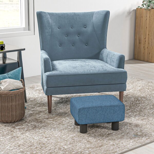 HOMCOM Pouf Poggiapiedi Imbottito e Rettangolare in Poliestere e Plastica, 40x30x24 cm, Blu Scuro