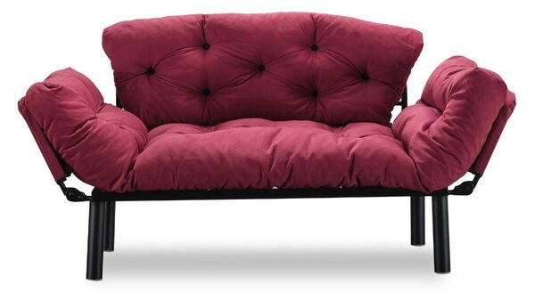Divano letto Nitta bordeaux 190x70 cm braccioli reclinabili