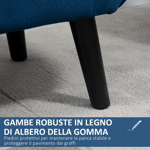 HOMCOM Panca Contenitore Imbottita per Camera da Letto e Ingresso, Panca Fondo Letto in Tessuto Vellutato con Braccioli, 118x42x66cm, Blu|Aosom