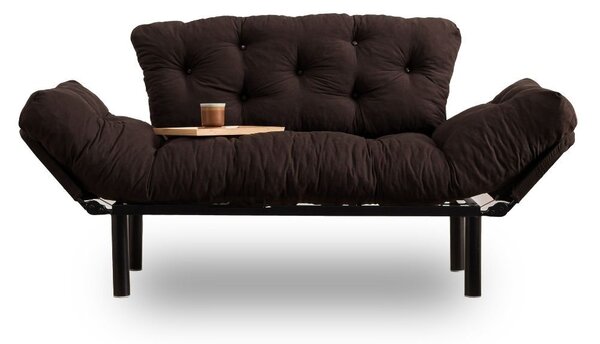 Divano letto Nitta marrone 190x70 cm braccioli reclinabili
