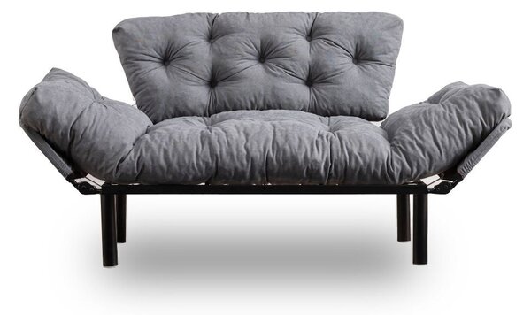 Divano letto Nitta grigio 190x70 cm braccioli reclinabili