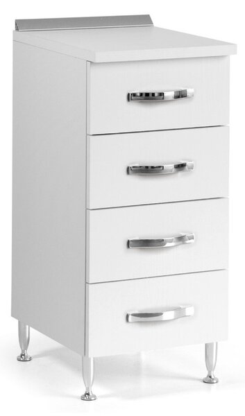 Cassettiera 4 cassetti 40x50x85H cm bianco frassinato