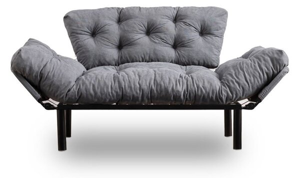 Divano letto Nitta grigio 190x70 cm braccioli reclinabili
