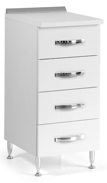 Cassettiera 4 cassetti 40x50x85H cm bianco frassinato