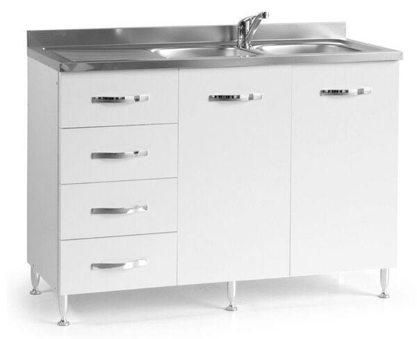 Mobile Sottolavello con cassettiera 120 cm bianco frassinato sinistro