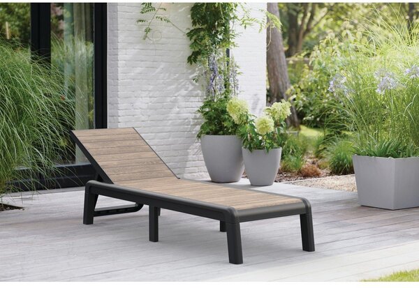 Sdraio da giardino marrone in plastica regolabile/pieghevole Deco Porto – Keter