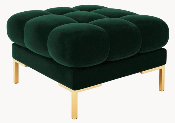 Pouf in velluto verde bottiglia e oro Bali