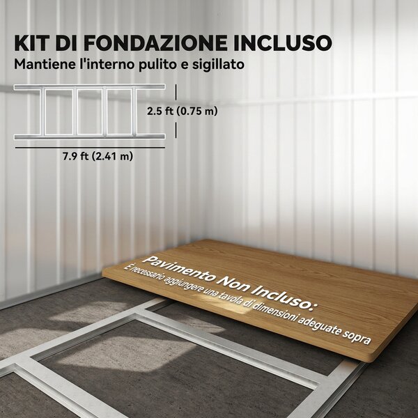 Outsunny Casetta da Giardino 4.13m² in Acciaio Zincato Kit di Fondazione, Tetto Inclinato, Doppia Porta Bloccabile, Prese d'Aria, Finestra, Verde | Aosom Italy