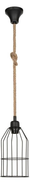 Lampada a sospensione Halat in metallo nero e corda
