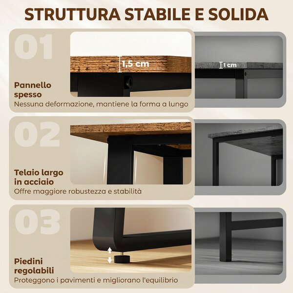 HOMCOM Scrivania per Camera Stile Industriale con Angoli Arrotondati, in Legno e Acciaio, 120x60x76 cm, Nero e Marrone | Aosom Italy