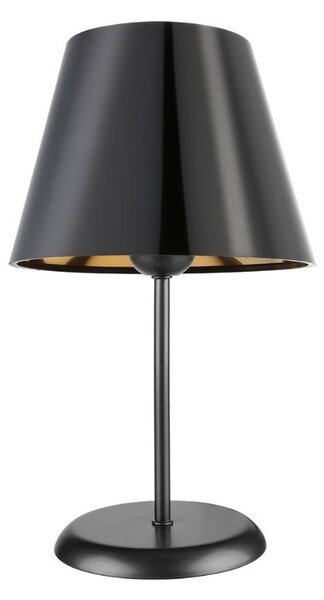 Lampada da tavolo Verda in metallo e paralume tessuto nero