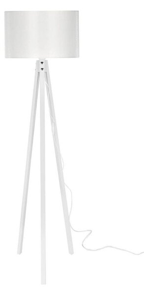 Lampada da terra Rodi treppiede legno e paralume tessuto bianco