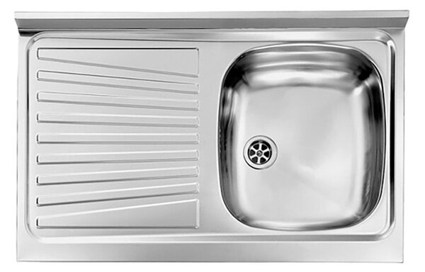 Lavello Inox ad Appoggio 80×50 1 vasca Sinistra e Gocciolatoio