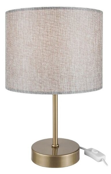 Lampada da tavolo Flora con paralume cilindrico tessuto sabbia