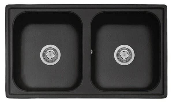 Lavello 86x50 cm 2 vasche nero Samet