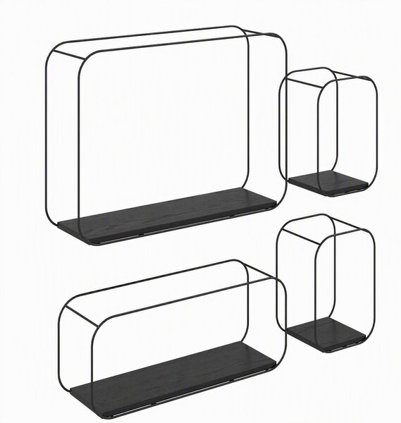 HOMCOM Mensole Flottanti Geometriche per Soggiorno, Set di 4 Pezzi, Nero | Aosom Italy