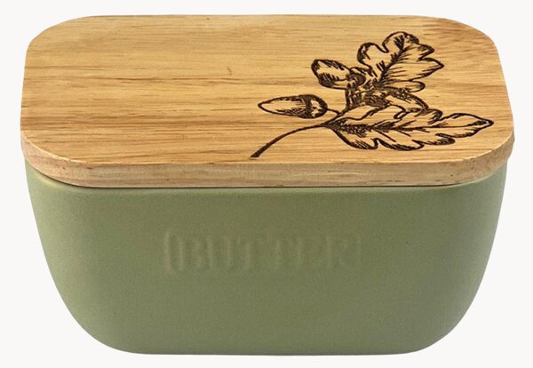 Burriera in ceramica con coperchio in legno di quercia Autumn Acorns