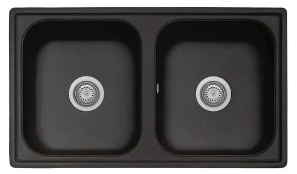 Lavello 86x50 cm 2 vasche nero Samet