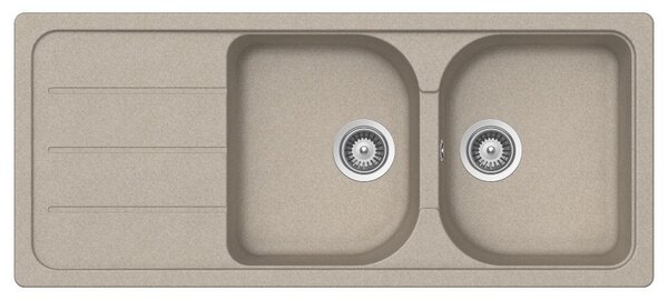 Lavello 116x50 cm 2 vasche gocciolatoio avena Samet