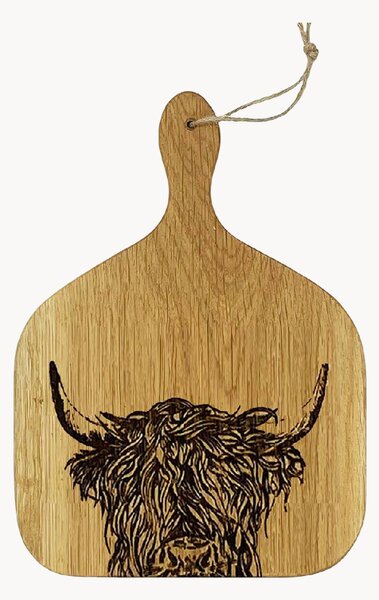 Tagliere in legno di quercia Highland Cow