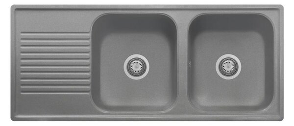 Lavello 116x50 cm 2 vasche gocciolatoio Titanio Samet