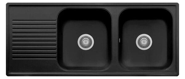 Lavello 116x50 cm 2 vasche gocciolatoio nero Samet