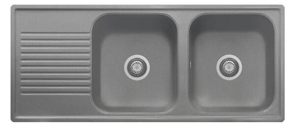 Lavello 116x50 cm 2 vasche gocciolatoio Titanio Samet