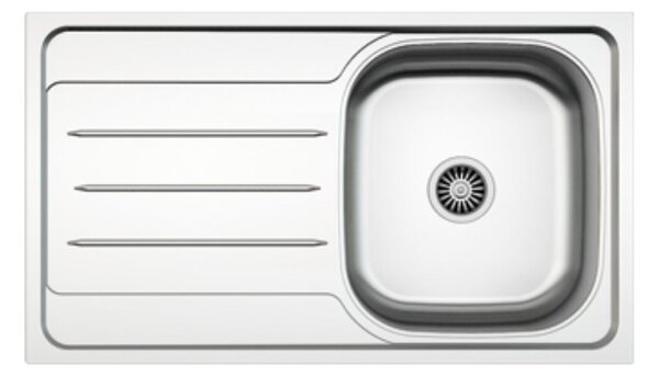 Lavello incasso cucina acciaio 86x50 cm una vasca e gocciolatoio sinistro