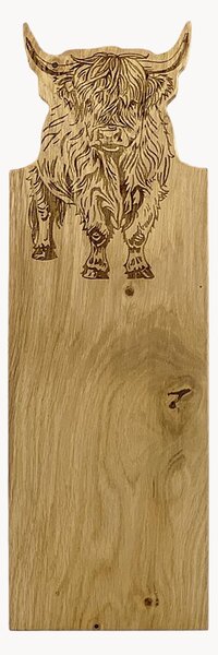 Tagliere in legno di quercia con cornice Highland Cow