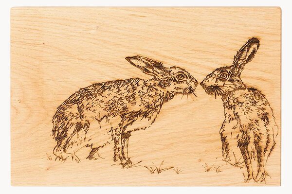 Tagliere in legno di quercia Kissing Hare