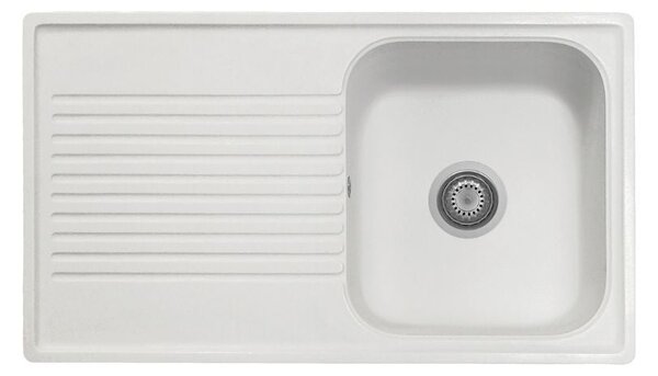 Lavello 86x50 cm reversibile 1 vasca gocciolatoio bianco Samet