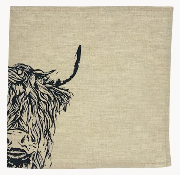 Set di 2 tovaglioli in lino Highland Cow