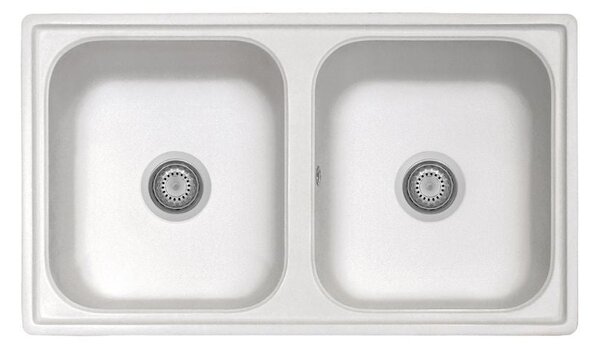 Lavello 86x50 cm 2 vasche bianco Samet