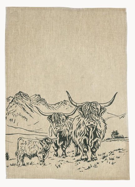 Strofinaccio in lino Highland Cow